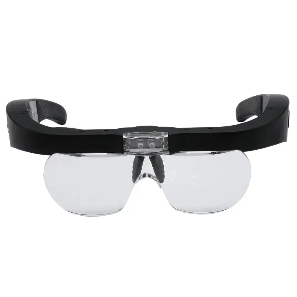 Head-Mounted LED Magnifying Glasses USB Rechargeable – 1.5x, 2.5x, 3.5x, 5.0x Interchangeable Lenses for Watch Repair & Reading