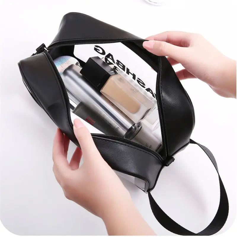 Large Transparent Waterproof Travel Makeup Bag – Clear Cosmetic Organizer 30 x 10 x 21 cm (11.8 x 3.9 x 8.3 in) Zipper Pouch for Women
