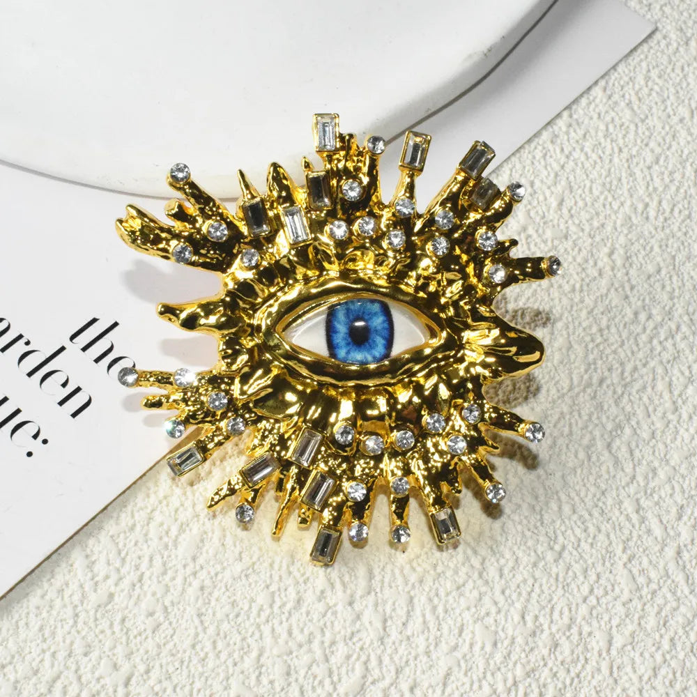 Baroque Rhinestone Big Eye Dangle Statement Earrings for Women Copper Alloy Drop Earrings