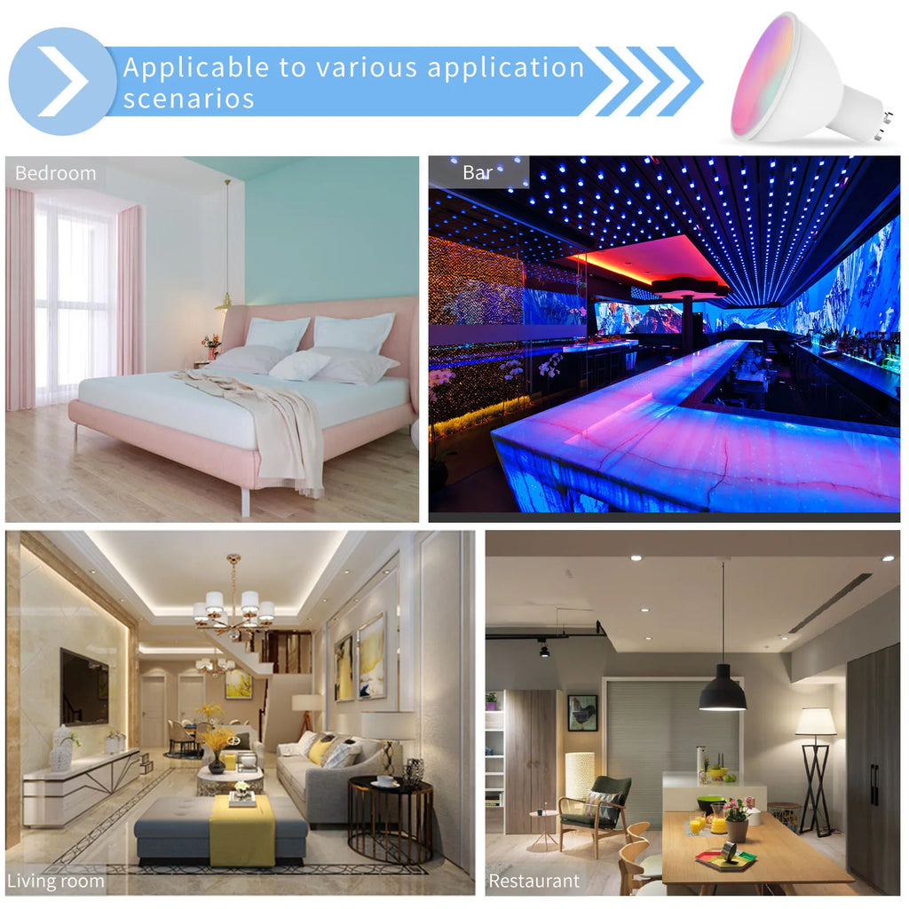 GU10 Smart LED Bulb 5W RGB+CCT WiFi & ZigBee Dimmable — Smart App Control, Voice Assistant Compatible