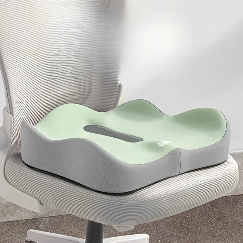 Ergonomic 3-Zone Memory Foam Seat Cushion with Lumbar Support - Breathable Posture Corrector for Office, Car & Wheelchair