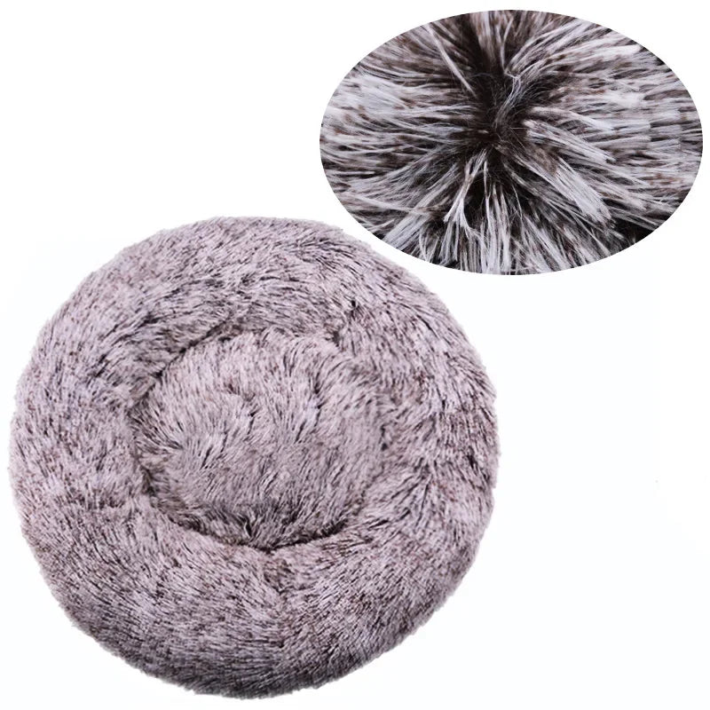 Calming Plush Pet Bed for Dogs & Cats - Corduroy Fleece Bolster, Non-Slip Waterproof Bottom, Multiple Sizes (15.7–35.4 in / 40–90 cm)