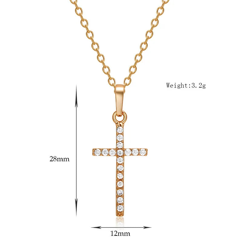 Zircon Cross Pendant Necklace – Rhinestone Hip Hop Pendant Chain, Unisex Fashion Jewelry
