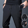 Men's Straight Slim Fit Casual Jogger Pants, Elastic Waist, Korean Style, Blue/Black/Gray, Plus Size