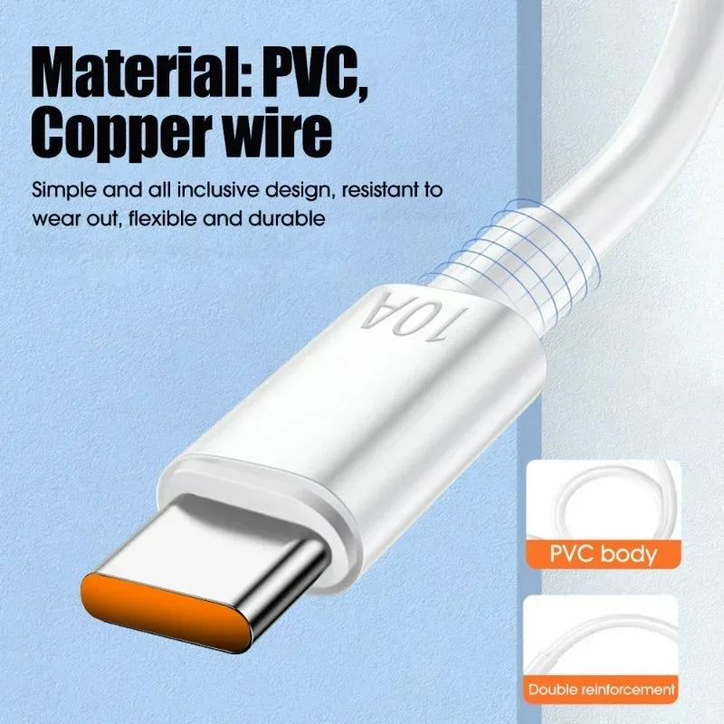 120W 10A USB-A to USB-C Fast Charging Cable — 1/2/3-Pack High-Speed Data Cord for USB-C Smartphones and Devices