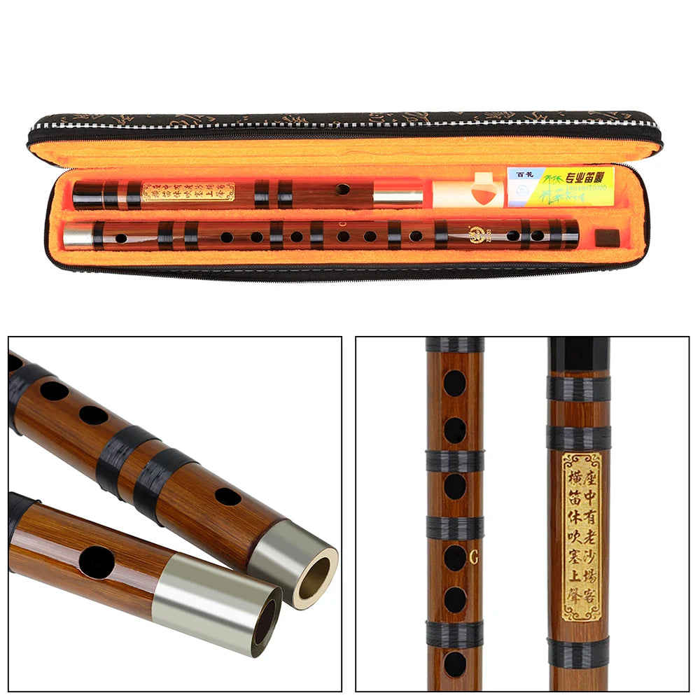 Handmade Bamboo Dizi Flute – 2-Piece Transverse Dizi, 8-Year Air-Dried Bitter Bamboo, Keys C/D/E/F/G, Brass Joint, Case & Membrane Included