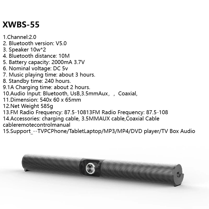 Bluetooth 5.0 Soundbar Speaker System 5.0-Channel Surround Stereo for Home Theater TV