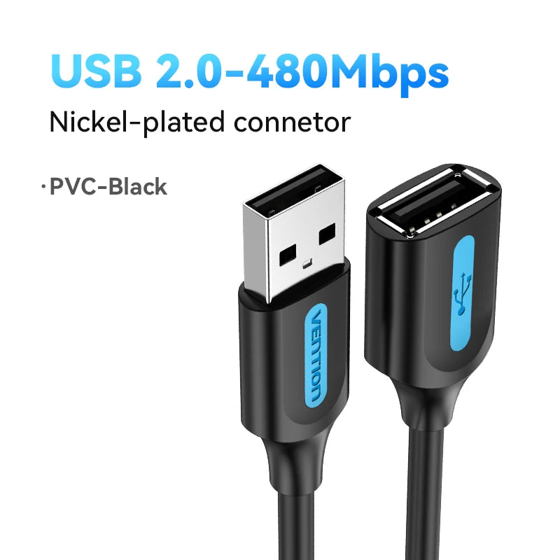 USB 3.0 Extension Cable Male to Female — 5Gbps USB 2.0/3.0 Extender Cord, Multiple Lengths 0.5–3m (1.6–9.8ft) for PC, TV, Xbox, Printer, SSD