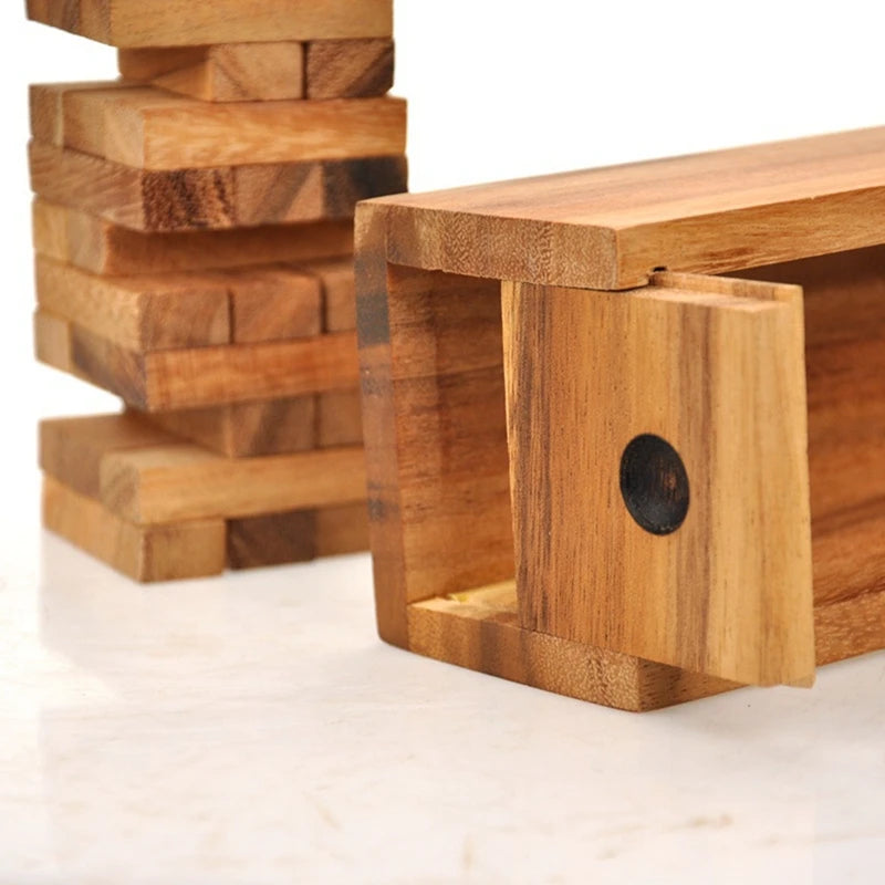Wood Tumbling Tower Game 48/54-Block Wooden Stacking Game for Family, Parties & Outdoor Play