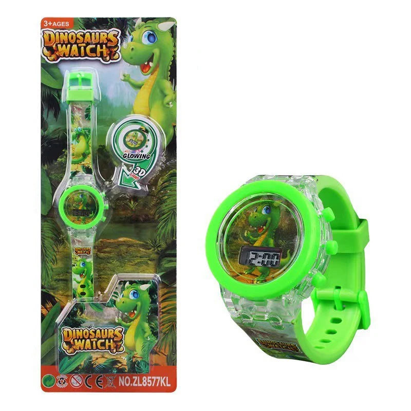 Kids LED Light-Up Digital Watch – 36mm Case, Cartoon Characters, 3BAR Water Resistant, Soft Rubber Strap