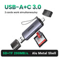 USB 3.0 & USB-C SD/MicroSD Card Reader - 2-in-1 USB-A/Type-C Memory Card Adapter, SD/TF, 5Gbps Fast Transfer