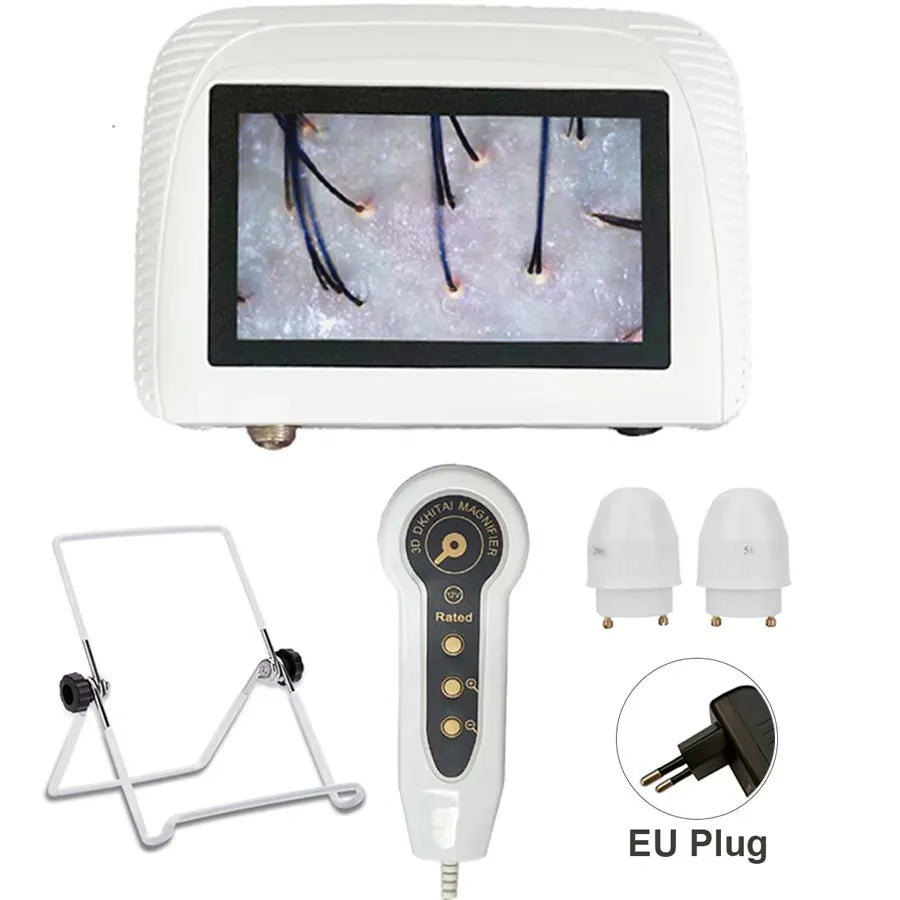 5-Inch (12.7 cm) Skin & Hair Analyzer — Rechargeable Dermoscope with 50x/200x Lenses, Scalp & Follicle Detector