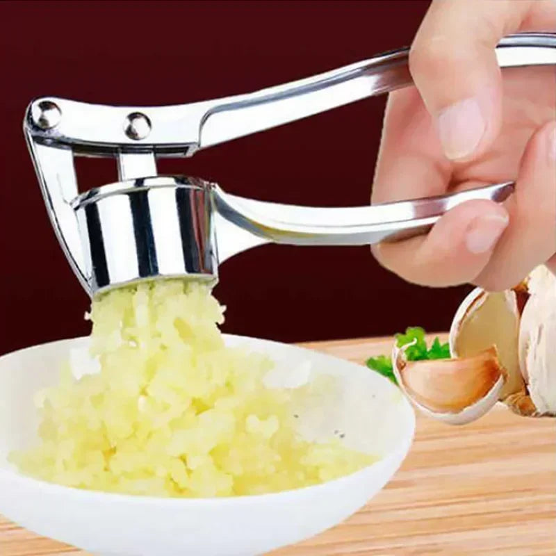Stainless Steel Garlic Press - Handheld Garlic Crusher & Ginger Mincer for Kitchen