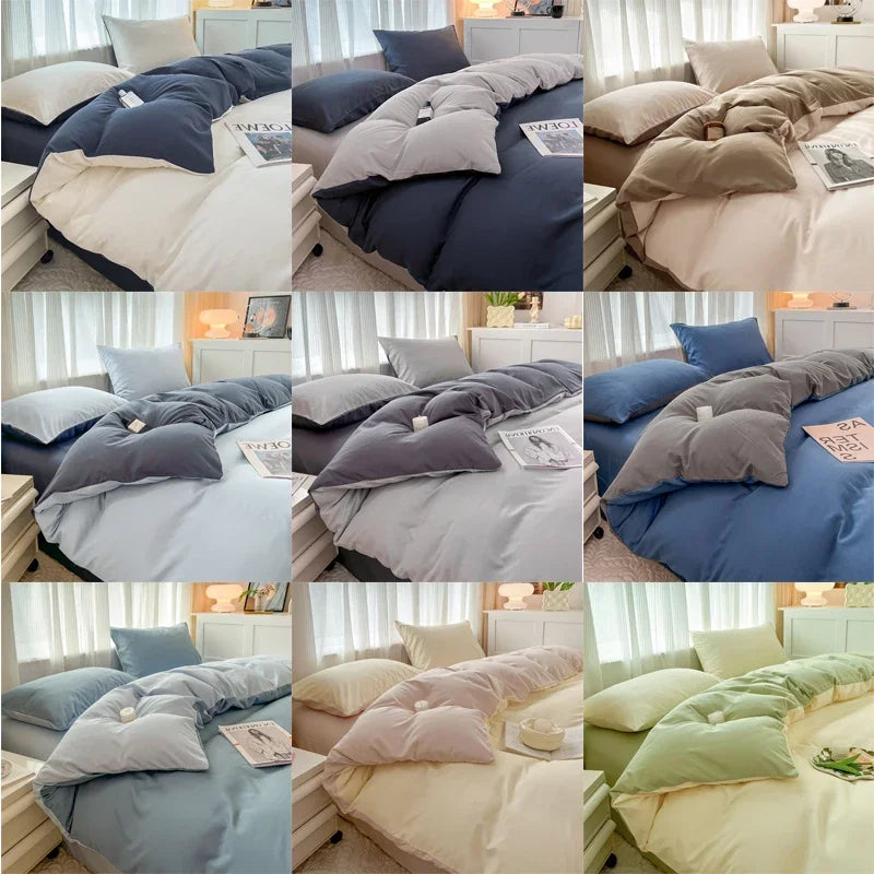 Reversible Brushed Microfiber 4-Piece Bedding Set – Duvet Cover, Sheet & 2 Pillowcases – Sizes 150×200 to 220×240 cm (59×79 in to 87×94 in)