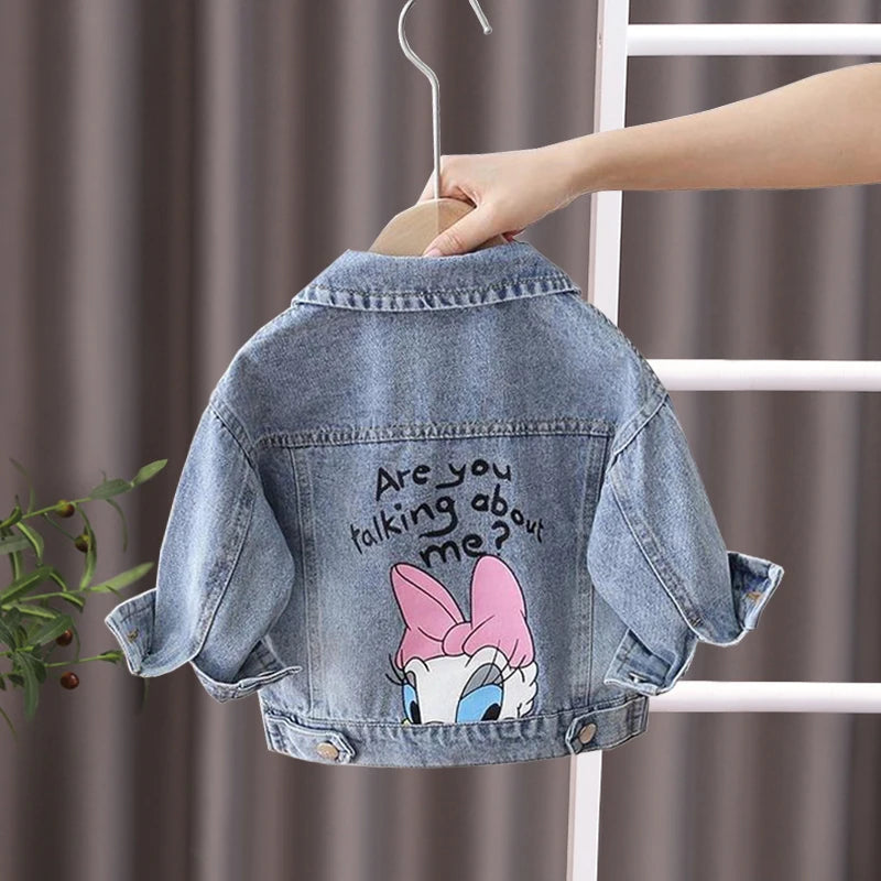 Daisy Cartoon Denim Jacket for Girls — Kids Casual Spring & Autumn Coat (Ages 2–7)