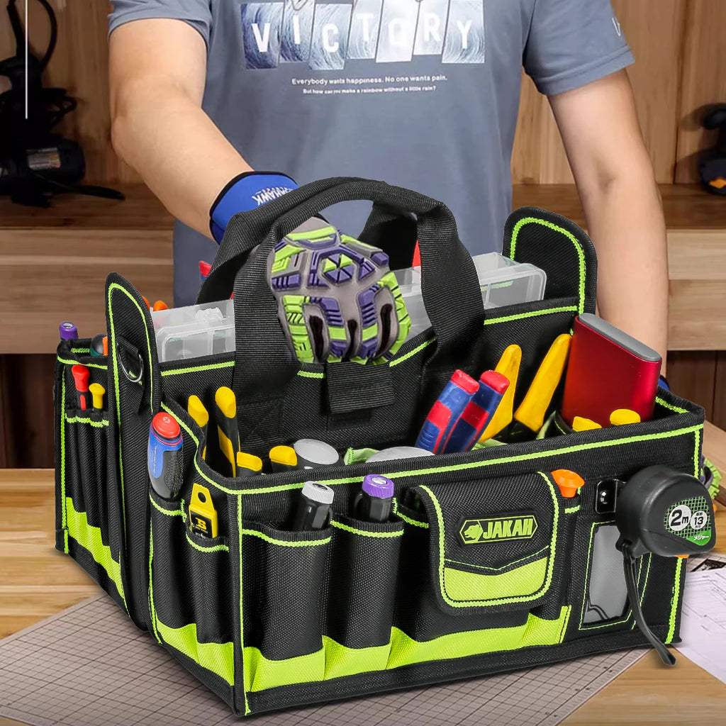 40-Pocket Tool Tote Bag for Electricians & HVAC Technicians - Heavy-Duty Tool Organizer Caddy