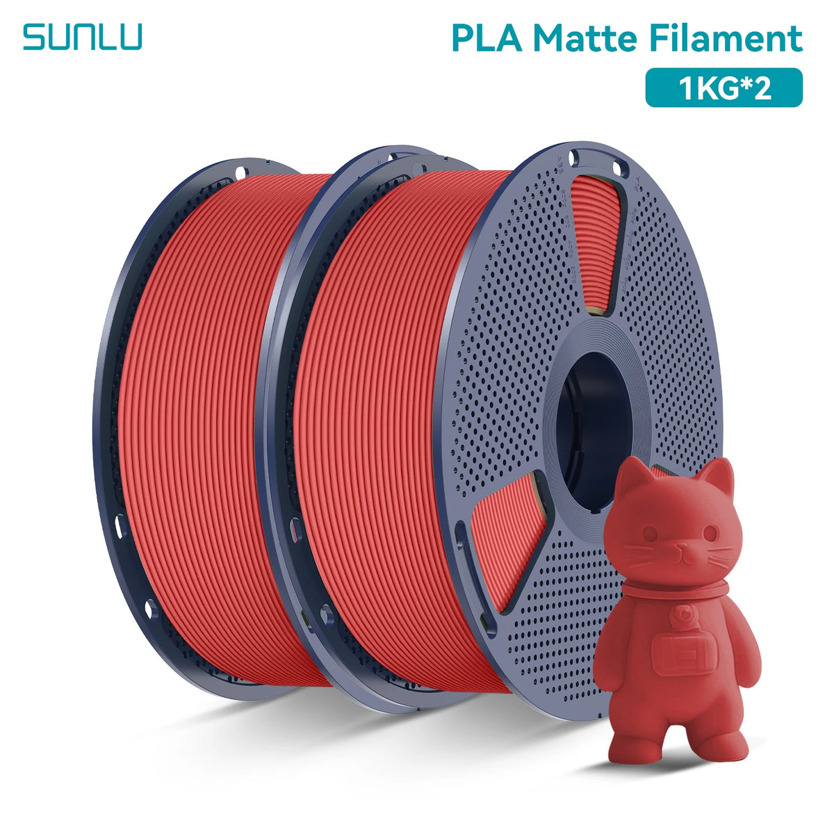 PLA Matte Filament 1.75mm 1kg Spool (2.2 lb) 2-Pack, Matte Finish Neatly Wound for FDM 3D Printers
