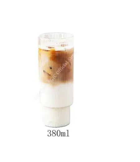 High Borosilicate Heat-Resistant Ribbed Glass Latte Mug - 200ml/300ml Clear Handleless Coffee & Beverage Cup