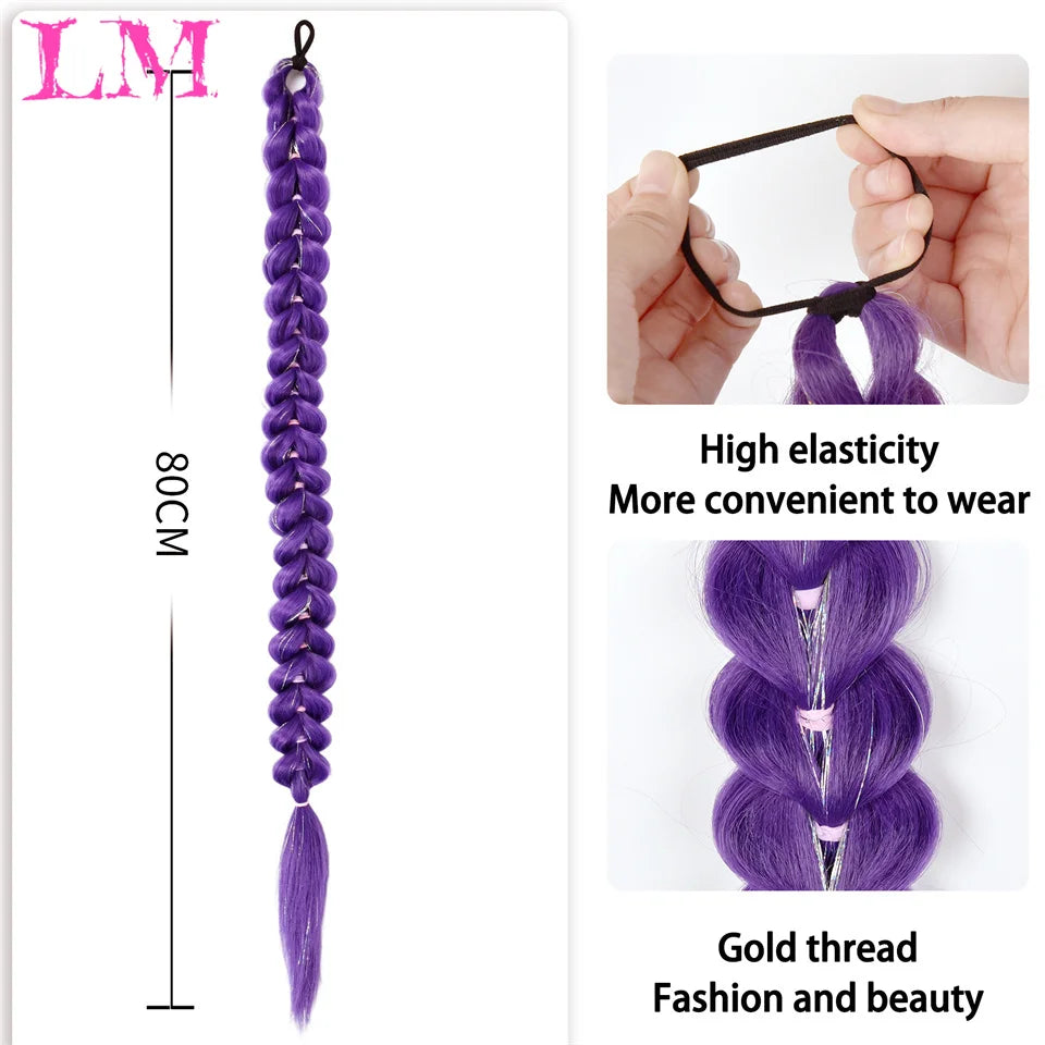 32-Inch (81 cm) Purple Synthetic Braiding Hair Extensions, 100 g – Long Straight Braids for Cosplay & Parties
