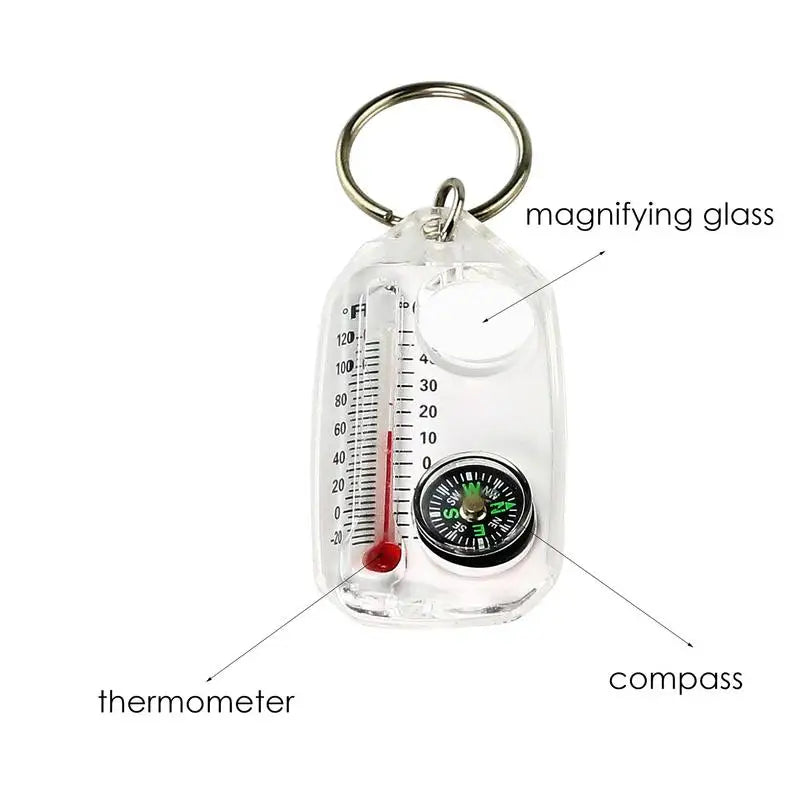 Mini Compass Keychain with Thermometer for Camping, Hiking, Climbing - Portable Outdoor Survival Tool