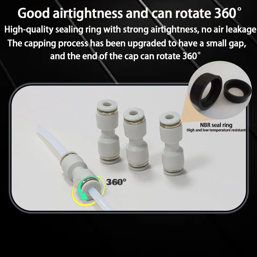 PTFE Tube Pneumatic Connector for 3D Printers — 4mm OD / 2.5mm ID (0.157 in / 0.098 in) for 1.75mm Filament