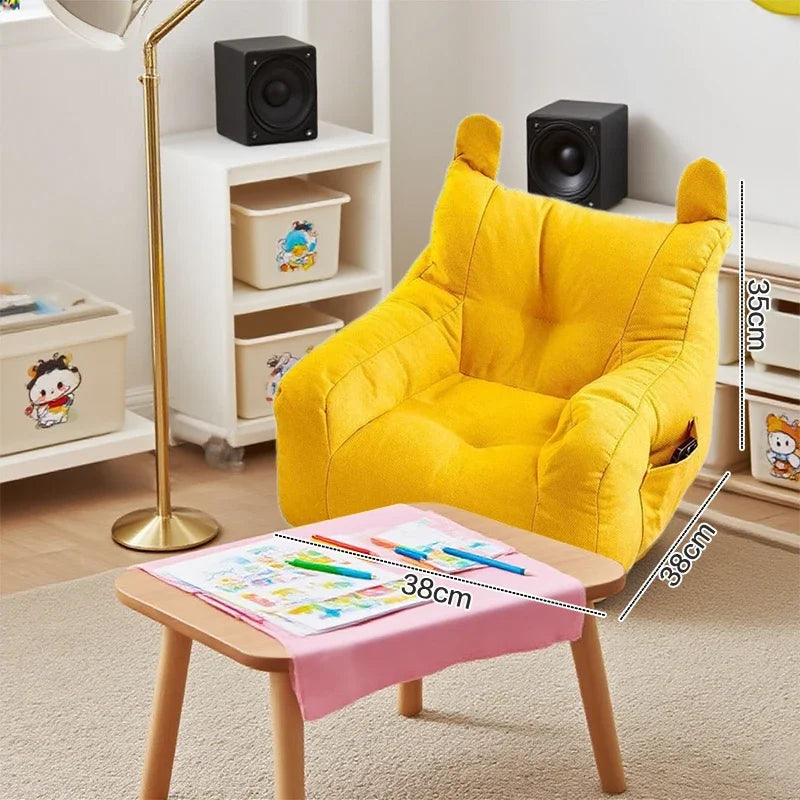 Kids Bear Plush Sofa Chair Soft Ergonomic Small Lazy Sofa with Storage Pocket for Boys and Girls