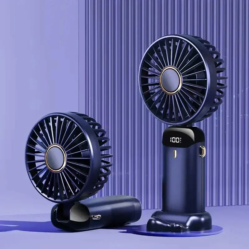 Portable USB Rechargeable Handheld Fan with LED Display, 90° Adjustable 5-Speed Mini Aromatherapy Fan
