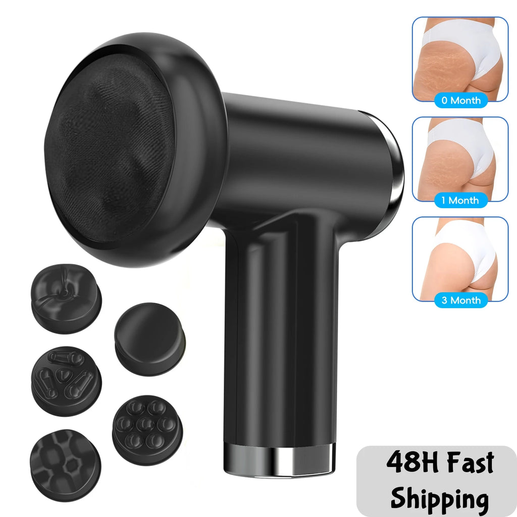 USB-C Rechargeable Body Sculpting Massager with 5 Washable Heads – Cellulite & Deep Tissue Full-Body Massage for Abdomen Back Butt Legs Arms