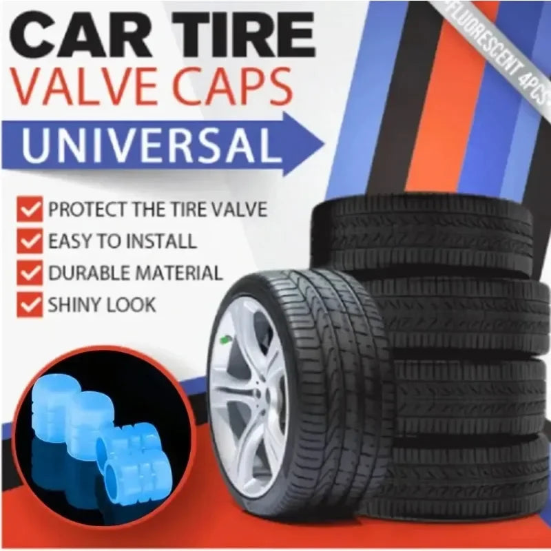 Glow-in-the-Dark Tire Valve Caps – Universal Luminous Wheel Valve Stem Covers for Car, Motorcycle & Bicycle – Dust-Proof Decorative Caps