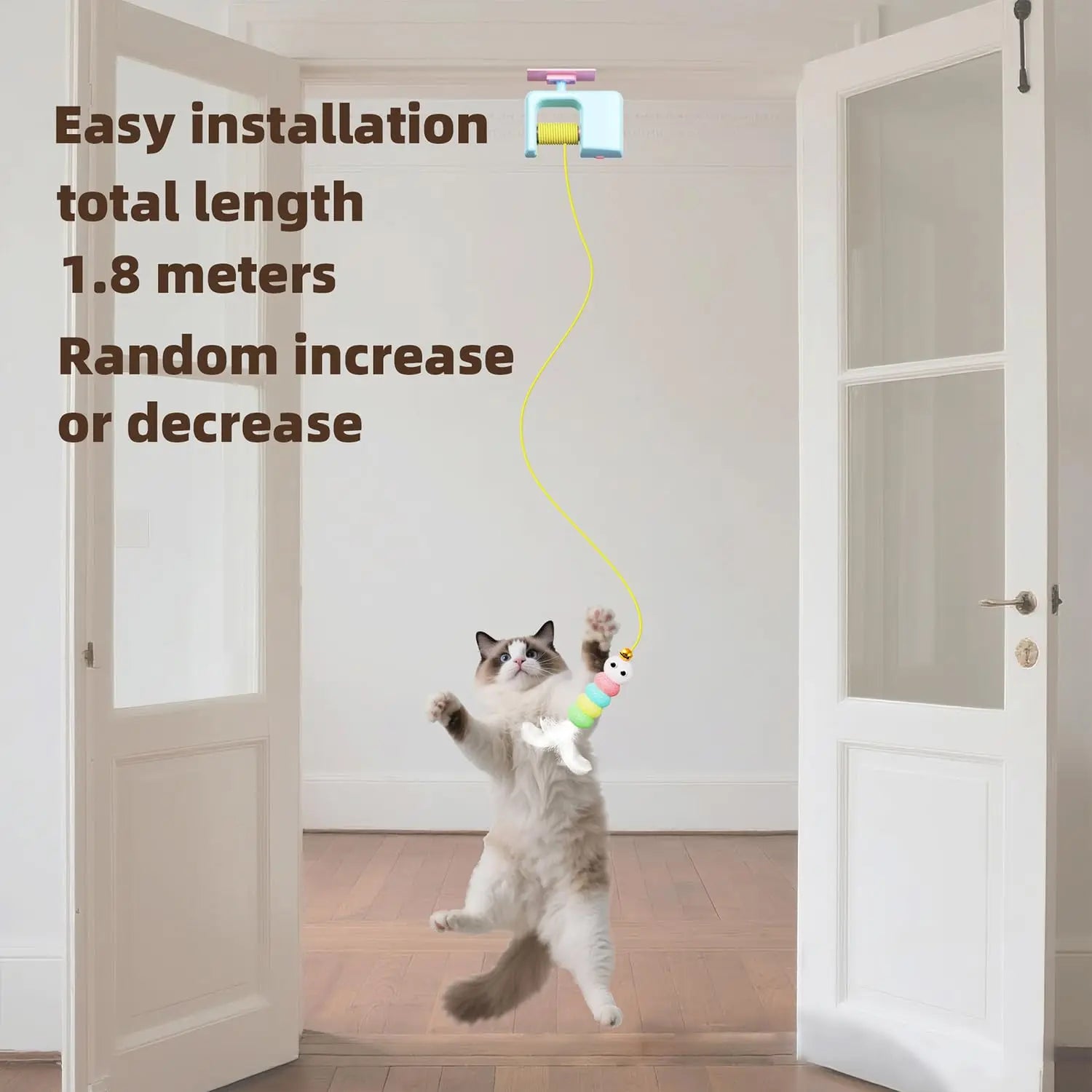 Rechargeable Interactive Hanging Door Cat Toy, Automatic Flying Bird for Cat Hunting & Stress Relief