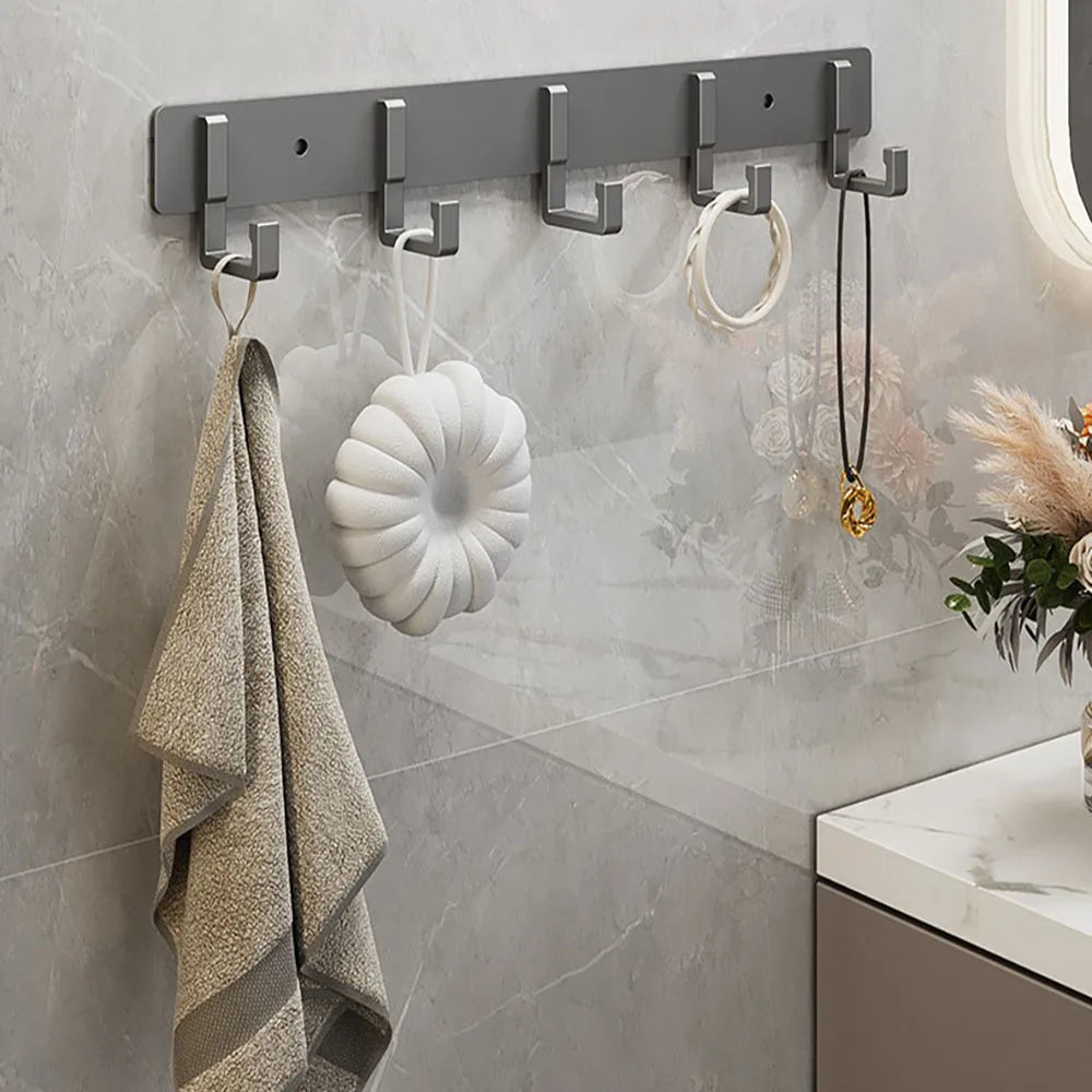Heavy-Duty Adhesive Wall-Mounted Towel and Clothes Hook - No-Drill Stainless Steel Multi-Hook for Bathroom and Kitchen