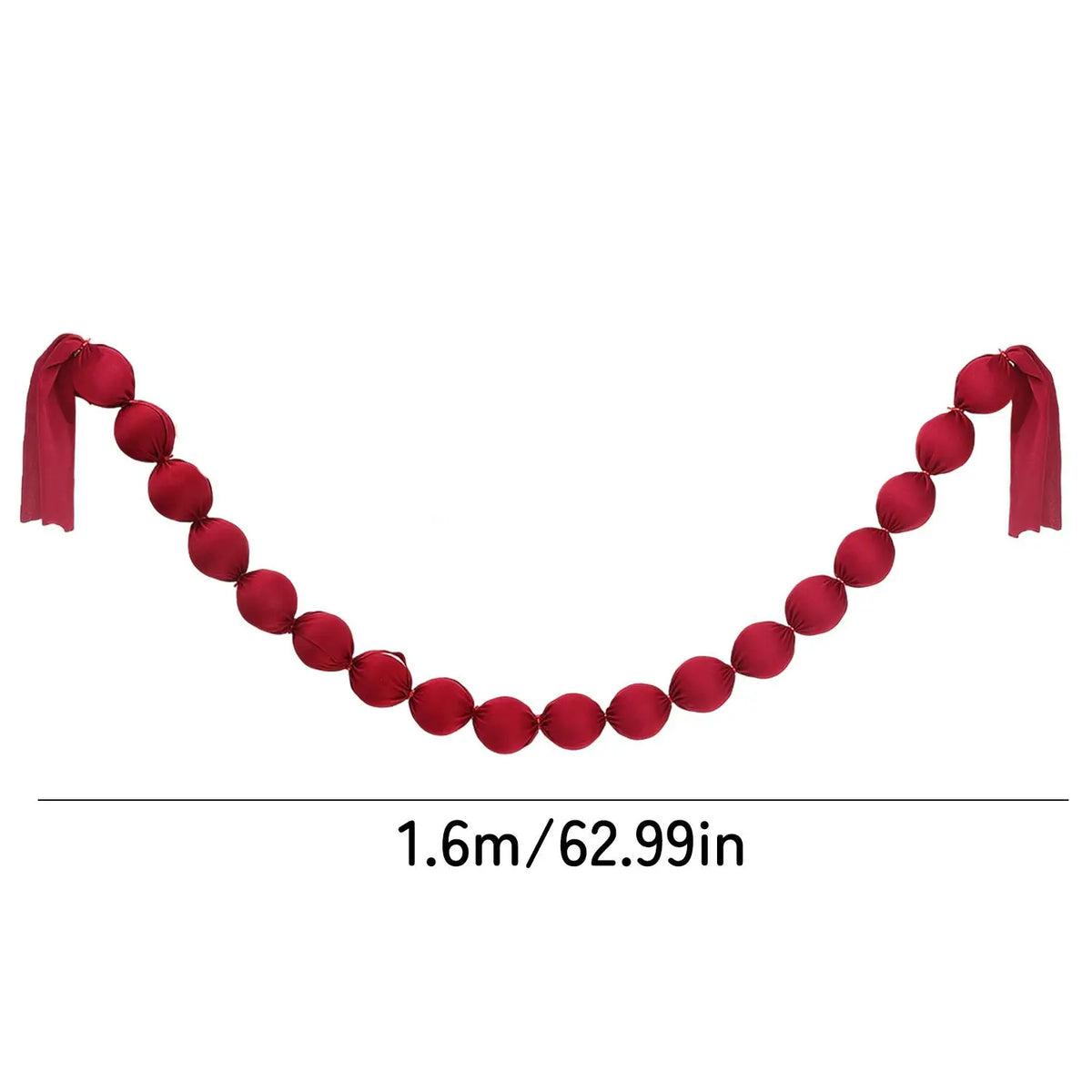 1/2/3-Pack Burgundy Velvet Ball Garland, 5 cm (2 in) Balls, 1.6 m (5.25 ft) Pre-Strung Christmas Garland for Tree, Mantel and Window