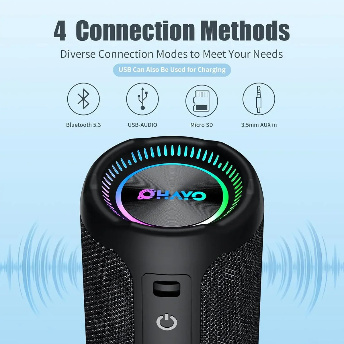 35W Bluetooth Speaker with LED Lights IPX7 Waterproof Portable HiFi Speaker with Bass Boost & TWS Wireless Stereo for Home, Outdoor & Travel