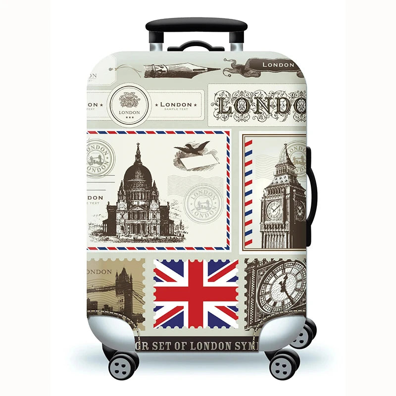 Elastic Stretch Printed Luggage Cover with Zipper & Buckle – Fits 18–32 Inch (46–81 cm) Suitcases – Durable Travel Trolley Protector