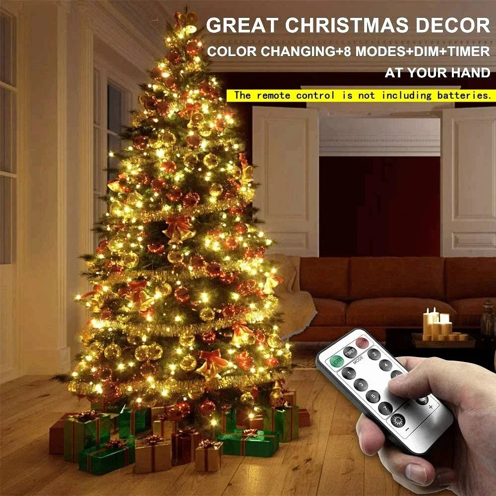 100-2000 LED Copper Wire Fairy String Lights, Waterproof Remote-Controlled Indoor & Outdoor Decor (10-200 m / 33-656 ft)
