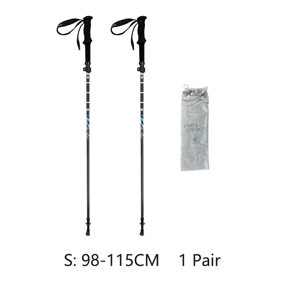 Ultra-Light Carbon Fiber Folding Trekking Pole Adjustable 110–130 cm (43–51 in) Collapsible Hiking and Walking Stick
