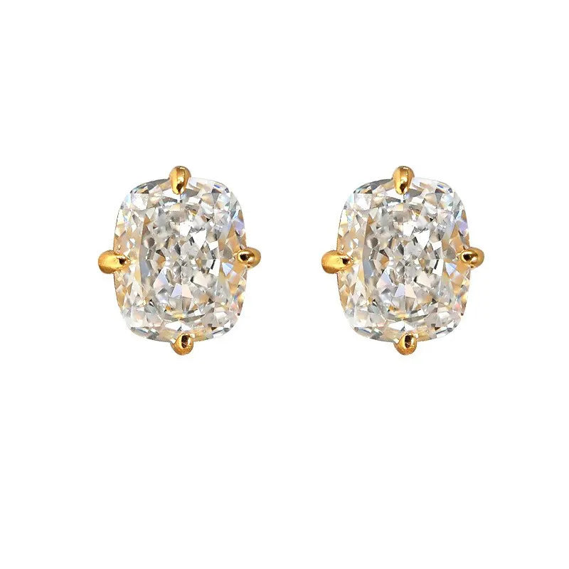 925 Sterling Silver Cubic Zirconia Stud Earrings for Women 4-Prong Claw Setting Wedding Gift