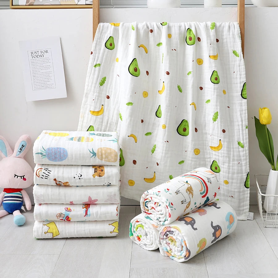 4-Layer Cotton Gauze Baby Bath Towel & Swaddle Blanket 70 x 90 cm (27.6 x 35.4 in) – Soft Newborn to Toddler Washcloth