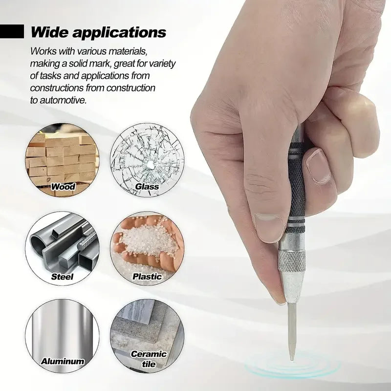 Spring-Loaded Auto Center Punch 13mm (0.51 in) – Heavy-Duty Drill Locator & Hole Marker for Wood, Metal, Glass