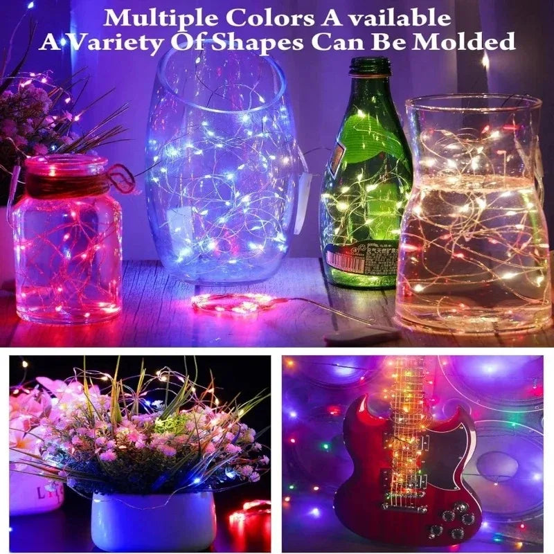 Battery Operated LED Fairy String Lights Waterproof Silver Wire 1–10m (3.3–32.8ft) 10–100 LEDs for Wedding Party Christmas