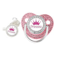 Rhinestone Pacifier Clip with Lid Silicone Newborn Pacifier Holder Princess Crown Bling Infant Shower Gift