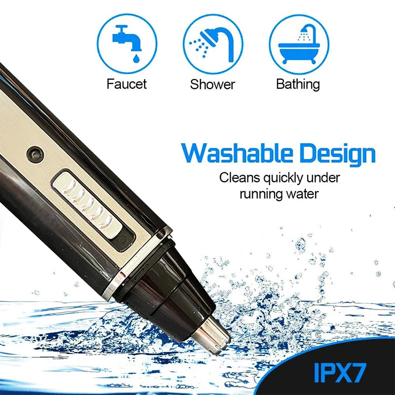 4-in-1 Rechargeable Nose & Ear Trimmer for Men, Beard & Eyebrow Groomer with Washable Heads