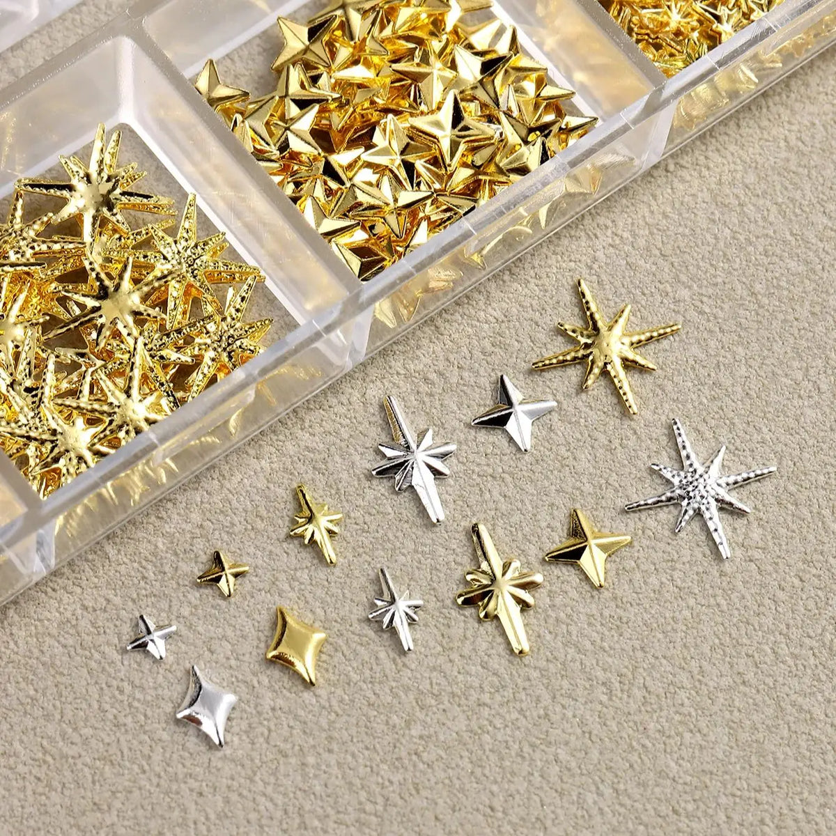 3D Gold Star & Moon Nail Charms for Nail Art view 5