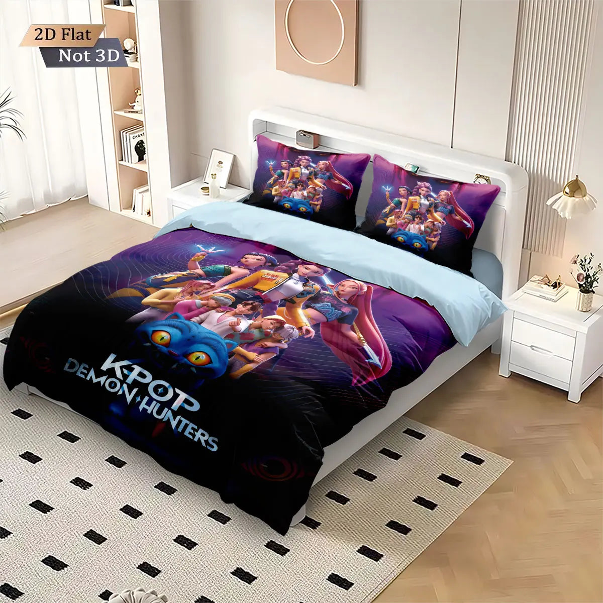 3-Piece K-Pop Demon Hunters Print Duvet Cover Set – Microfiber, Soft & Machine Washable – Multiple Sizes (3.3–9 ft / 1.0–2.8 m)