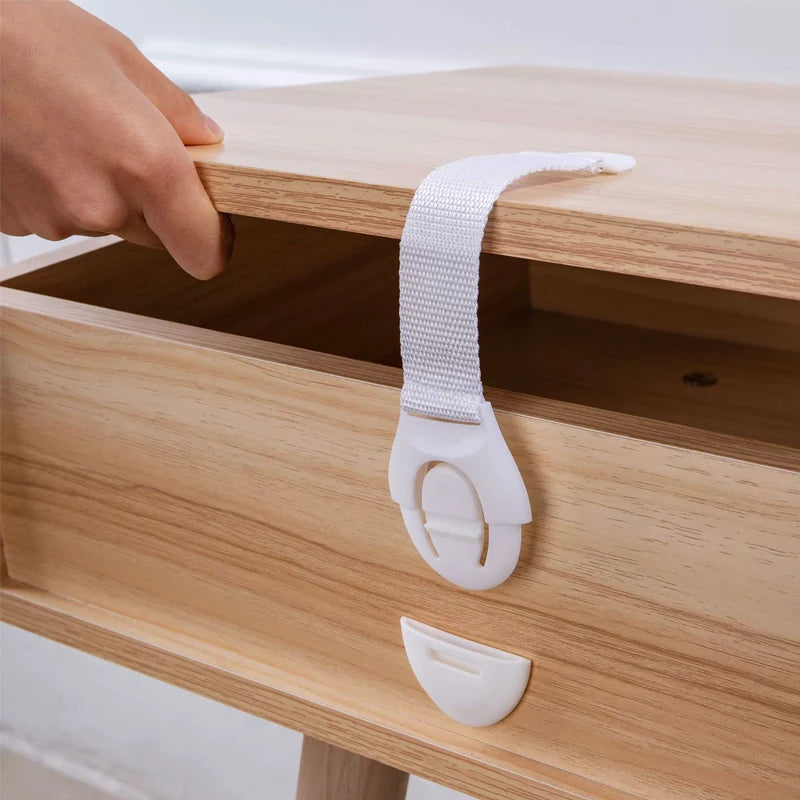 Baby Safety Drawer & Cabinet Locks — 10 or 20 Pack Adjustable Webbing Strap Latches for Childproofing