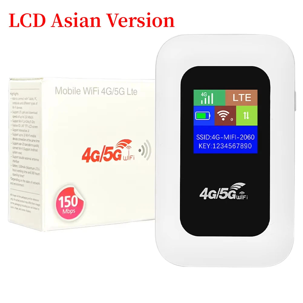 4G LTE Pocket WiFi Router 150Mbps Portable MiFi Hotspot with SIM Slot, 2100mAh Battery for Travel Home Office RV