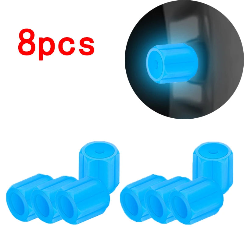 Luminous Tire Valve Caps - 6-Color LED Glowing Wheel Valve Caps for Car & Motorcycle (4/8/20-Pack)