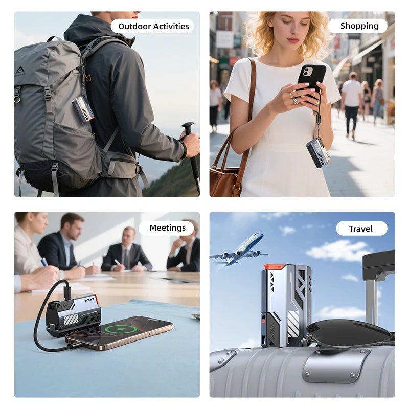 Replaceable Power Bank 10,000–40,000mAh | 22.5W Fast Charge External Battery Pack with Built-in Cable & USB-C