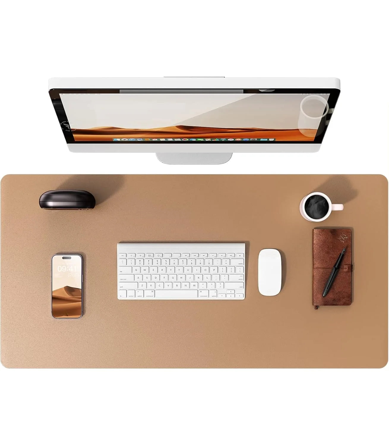 Large PU Leather Desk Pad - Non-Slip Waterproof Office Mouse Pad & Laptop Desk Mat