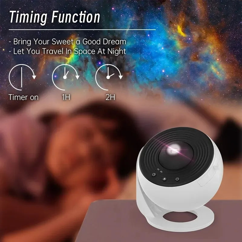 Galaxy Star Projector Night Light 360° Rotating LED Planetarium Lamp – Starry Sky Nightlight for Kids Room & Home Decor